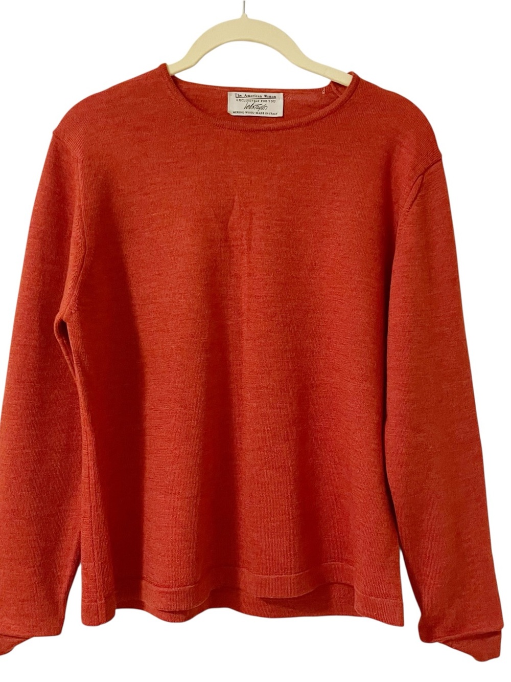 Lord & Taylor Crewneck Sweater in Orange Large? Merino Wool Made In Italy